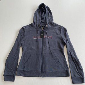 Bebe Charcoal Gray Rhinestone Hooded Jacket